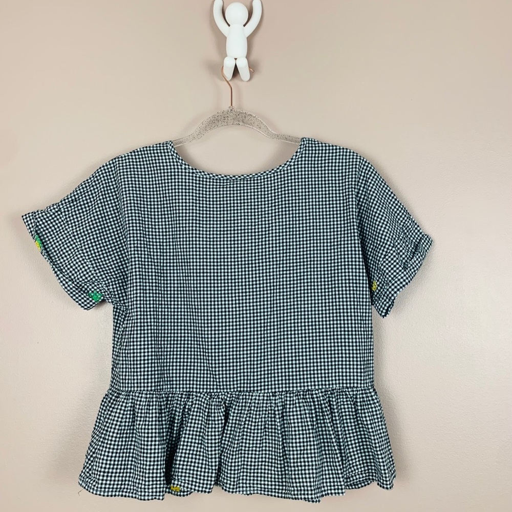 Pineapple Embroidered Gingham Top - image 2